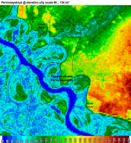 Zoom OUT 2x Pervomayskoye, Russia elevation map