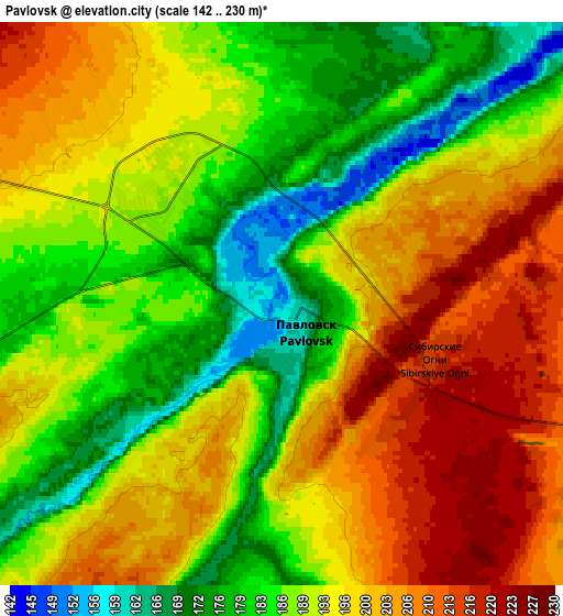 Zoom OUT 2x Pavlovsk, Russia elevation map