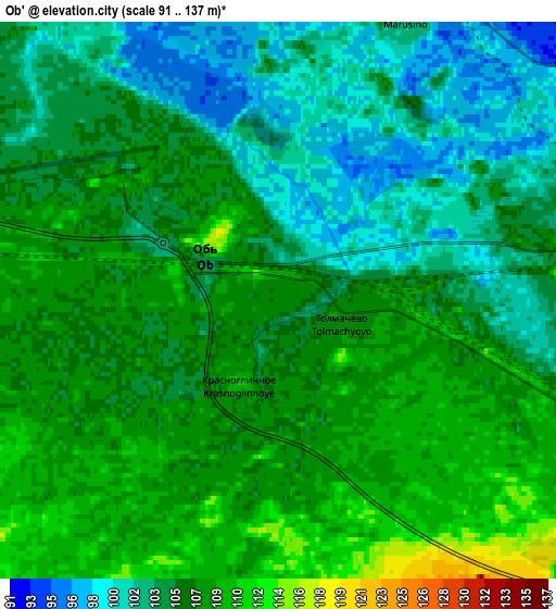 Zoom OUT 2x Ob’, Russia elevation map