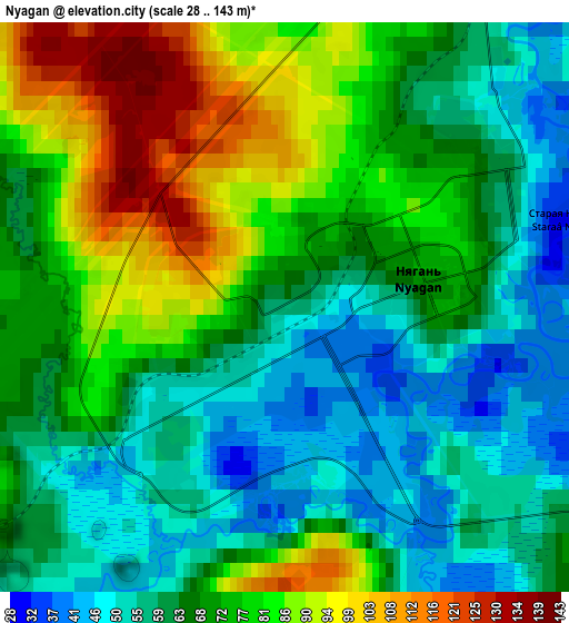 Zoom OUT 2x Nyagan, Russia elevation map