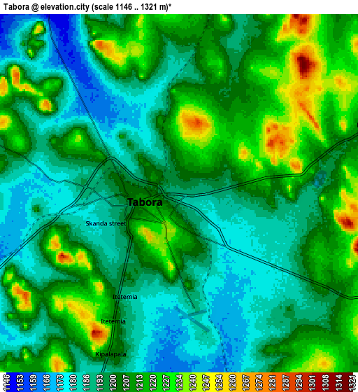 Zoom OUT 2x Tabora, Tanzania elevation map