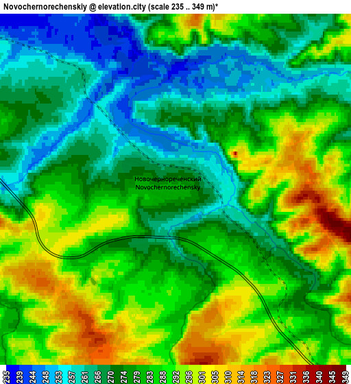 Zoom OUT 2x Novochernorechenskiy, Russia elevation map