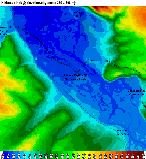 Zoom OUT 2x Nizhneudinsk, Russia elevation map