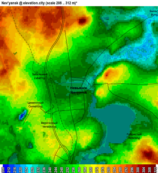 Zoom OUT 2x Nev’yansk, Russia elevation map