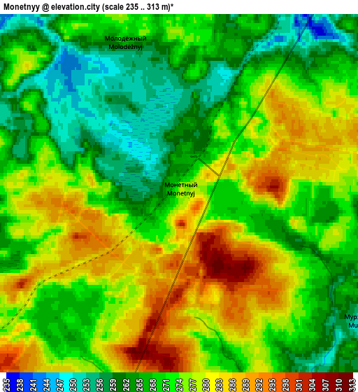 Zoom OUT 2x Monetnyy, Russia elevation map