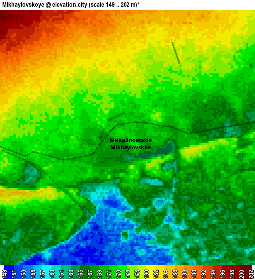 Zoom OUT 2x Mikhaylovskoye, Russia elevation map