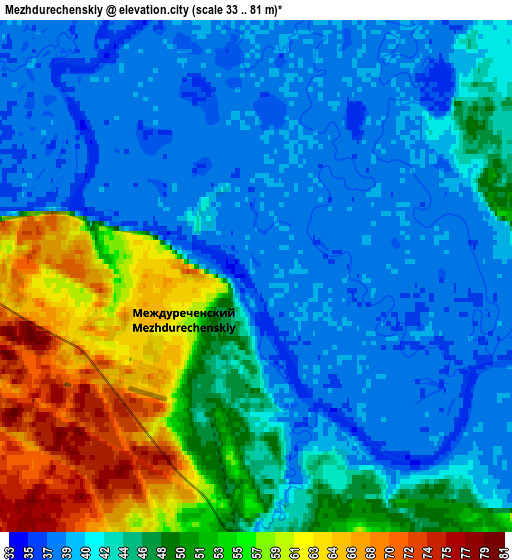 Zoom OUT 2x Mezhdurechenskiy, Russia elevation map