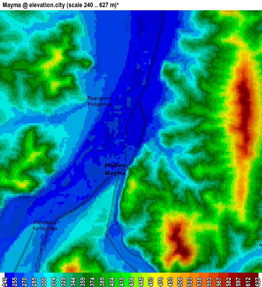 Zoom OUT 2x Mayma, Russia elevation map