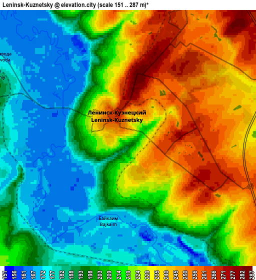 Zoom OUT 2x Leninsk-Kuznetsky, Russia elevation map