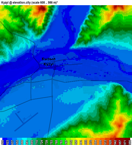 Zoom OUT 2x Kyzyl, Russia elevation map