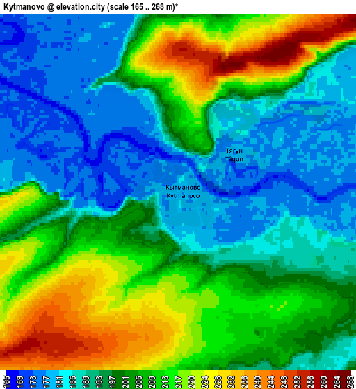 Zoom OUT 2x Kytmanovo, Russia elevation map