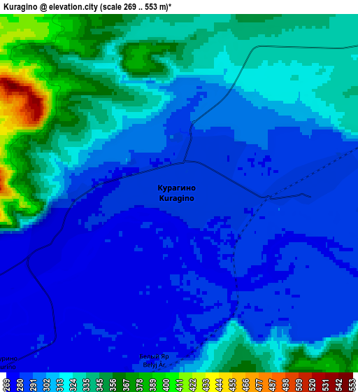 Zoom OUT 2x Kuragino, Russia elevation map