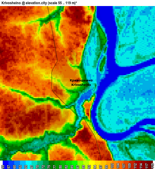 Zoom OUT 2x Krivosheino, Russia elevation map