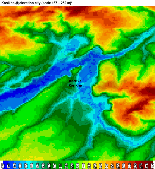 Zoom OUT 2x Kosikha, Russia elevation map