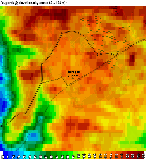 Zoom OUT 2x Yugorsk, Russia elevation map