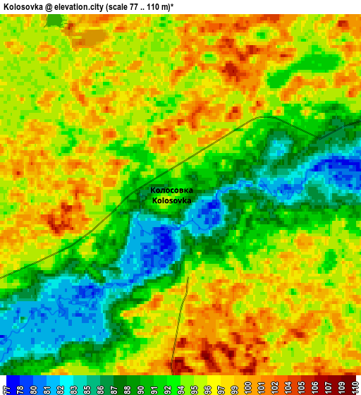 Zoom OUT 2x Kolosovka, Russia elevation map