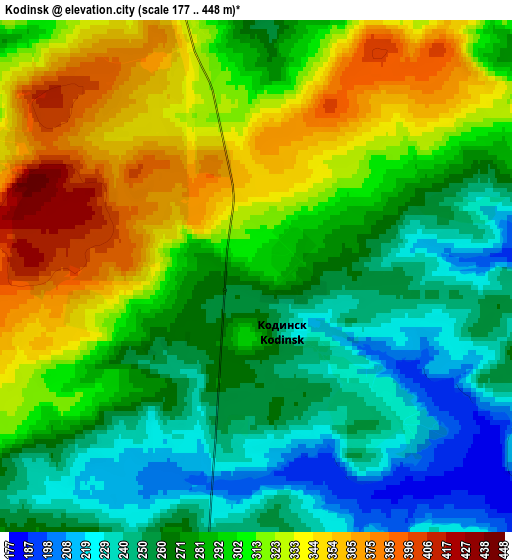 Zoom OUT 2x Kodinsk, Russia elevation map