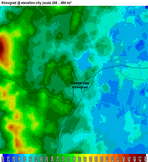 Zoom OUT 2x Kirovgrad, Russia elevation map