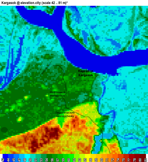 Zoom OUT 2x Kargasok, Russia elevation map