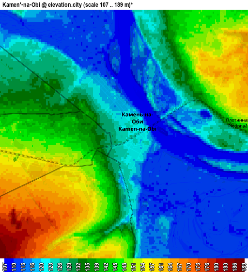 Zoom OUT 2x Kamen’-na-Obi, Russia elevation map