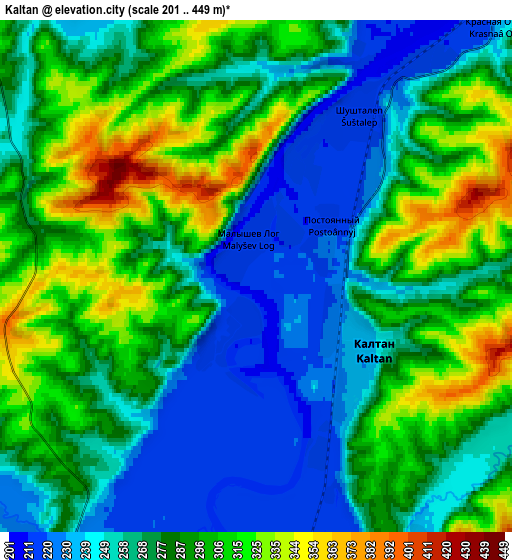 Zoom OUT 2x Kaltan, Russia elevation map