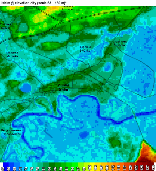 Zoom OUT 2x Ishim, Russia elevation map