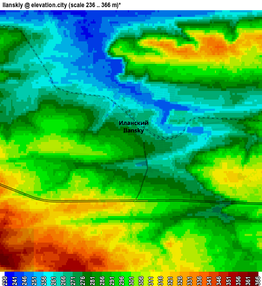 Zoom OUT 2x Ilanskiy, Russia elevation map