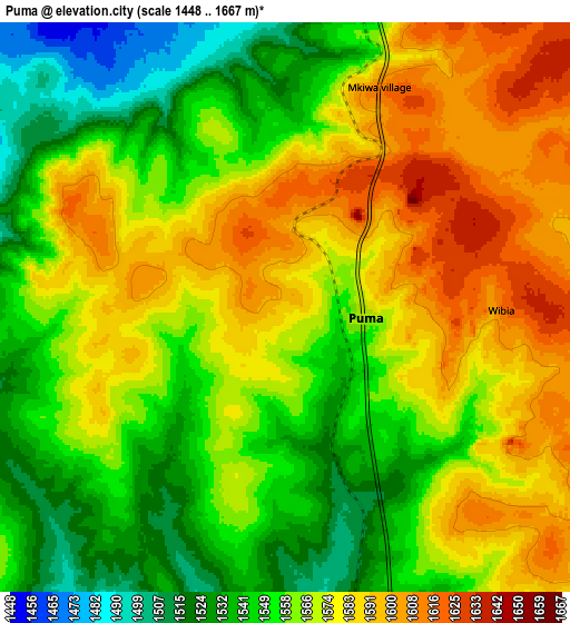 Zoom OUT 2x Puma, Tanzania elevation map