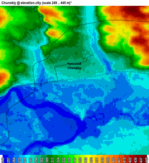 Zoom OUT 2x Chunskiy, Russia elevation map