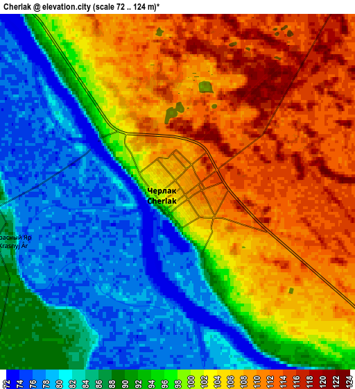 Zoom OUT 2x Cherlak, Russia elevation map