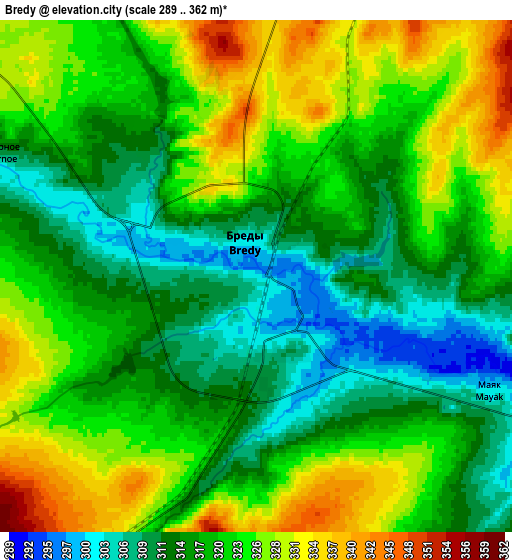 Zoom OUT 2x Bredy, Russia elevation map