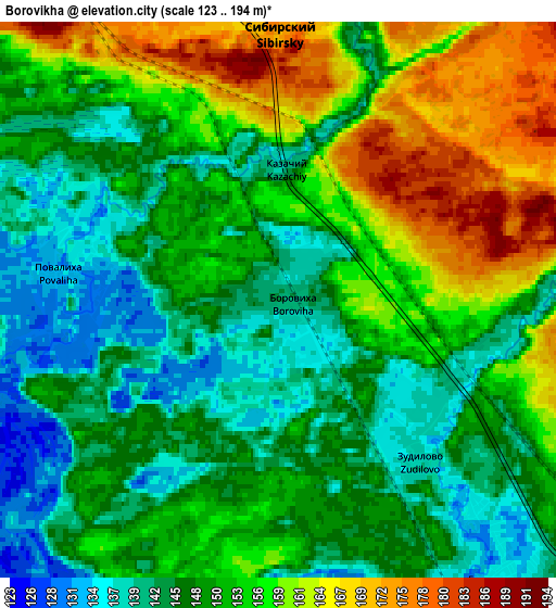 Zoom OUT 2x Borovikha, Russia elevation map