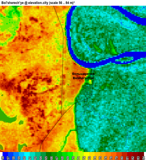 Zoom OUT 2x Bol’sherech’ye, Russia elevation map