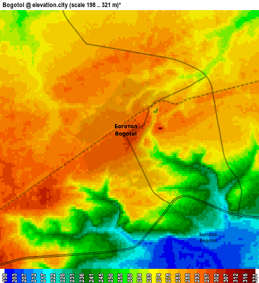 Zoom OUT 2x Bogotol, Russia elevation map