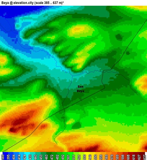 Zoom OUT 2x Beya, Russia elevation map