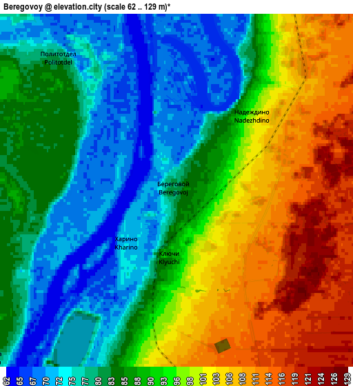 Zoom OUT 2x Beregovoy, Russia elevation map