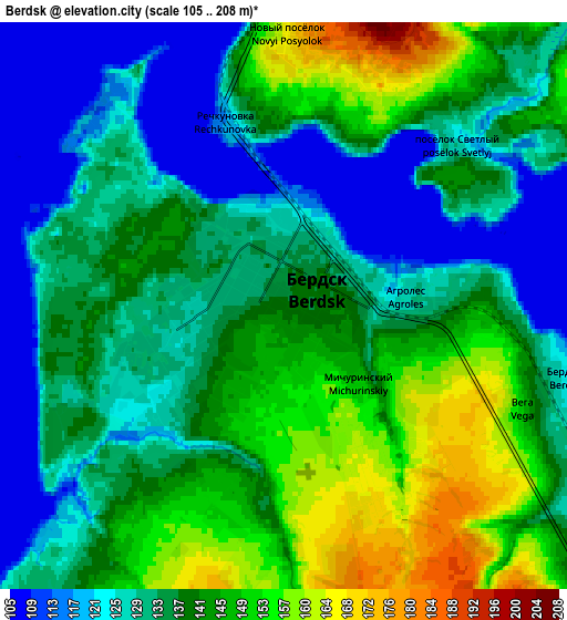 Zoom OUT 2x Berdsk, Russia elevation map