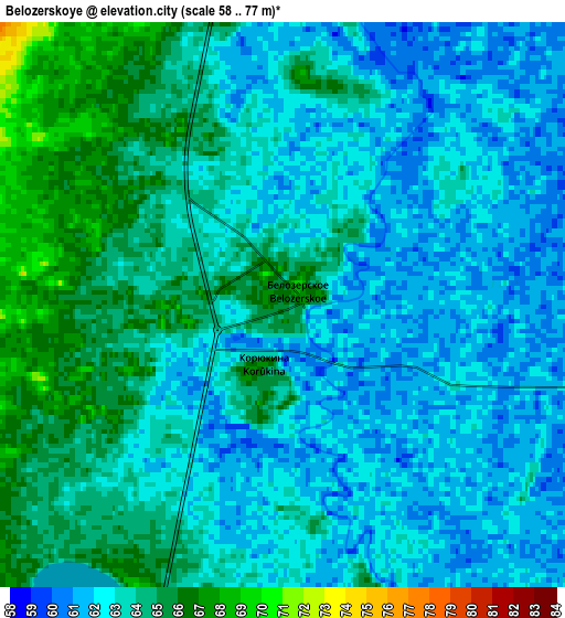 Zoom OUT 2x Belozërskoye, Russia elevation map