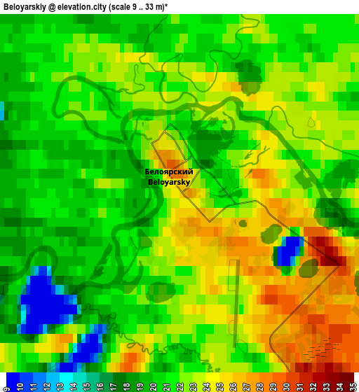 Zoom OUT 2x Beloyarskiy, Russia elevation map