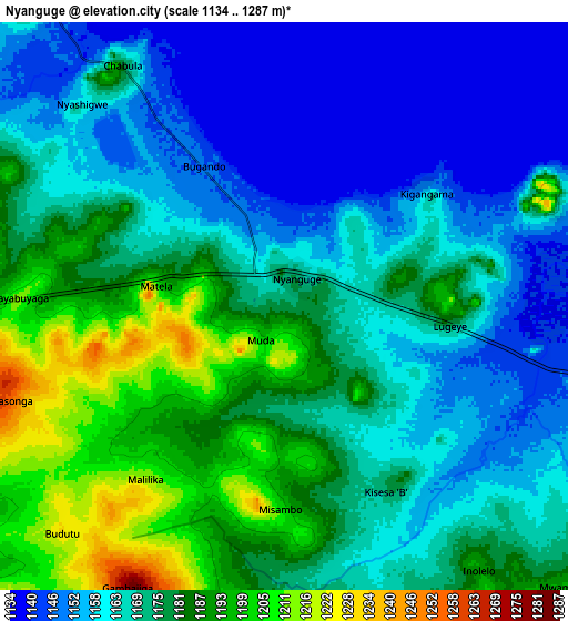 Zoom OUT 2x Nyanguge, Tanzania elevation map