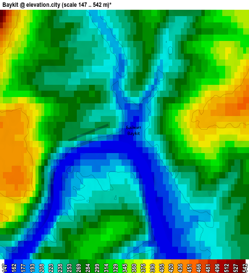 Zoom OUT 2x Baykit, Russia elevation map