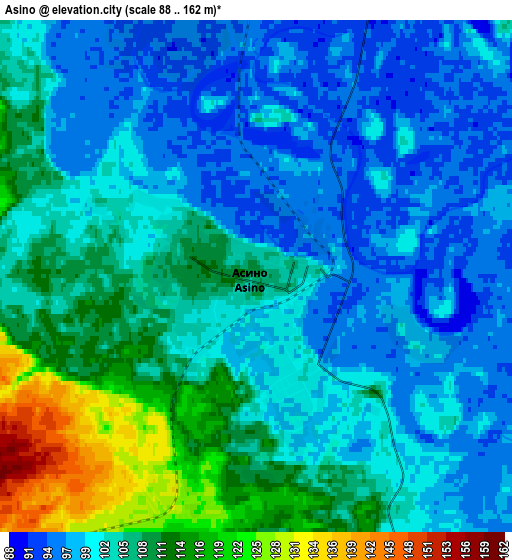 Zoom OUT 2x Asino, Russia elevation map