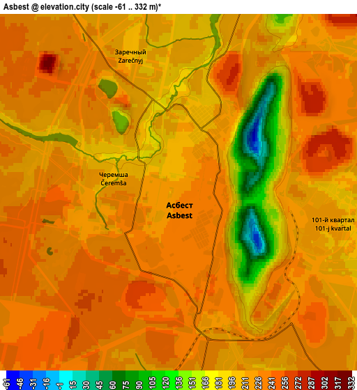 Zoom OUT 2x Asbest, Russia elevation map