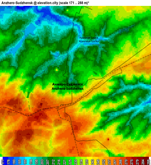 Zoom OUT 2x Anzhero-Sudzhensk, Russia elevation map