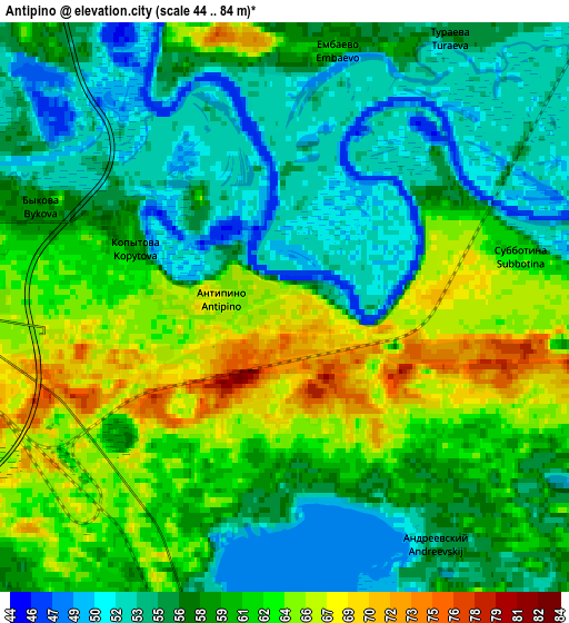 Zoom OUT 2x Antipino, Russia elevation map