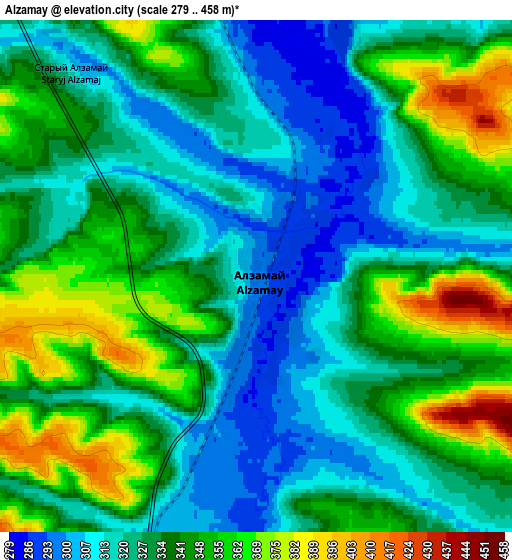 Zoom OUT 2x Alzamay, Russia elevation map