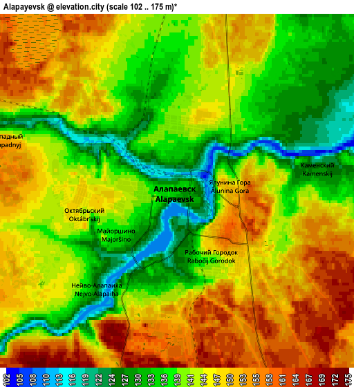 Zoom OUT 2x Alapayevsk, Russia elevation map