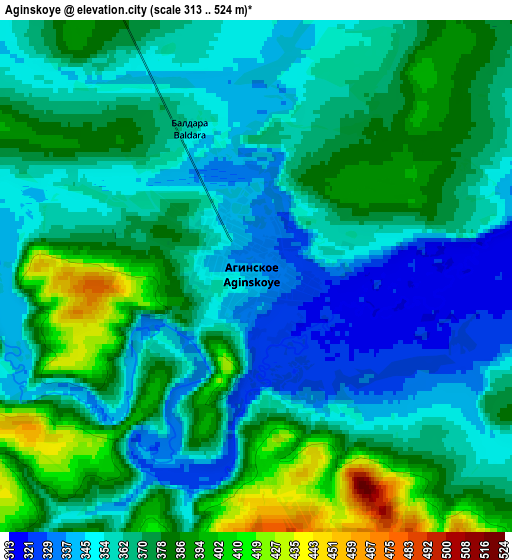 Zoom OUT 2x Aginskoye, Russia elevation map