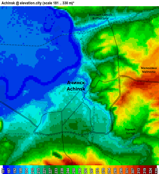 Zoom OUT 2x Achinsk, Russia elevation map