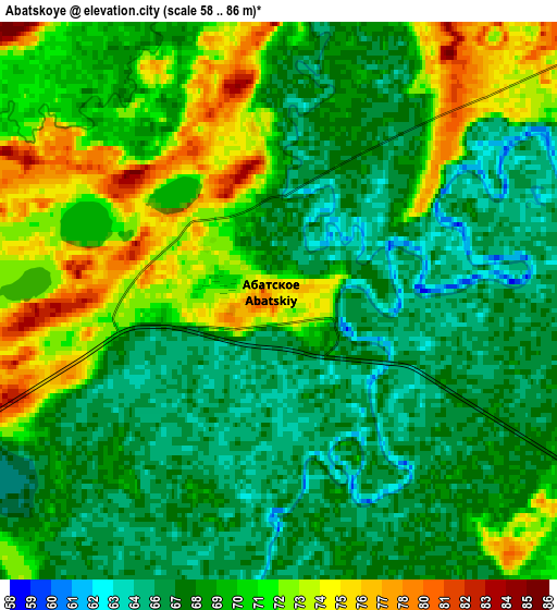 Zoom OUT 2x Abatskoye, Russia elevation map